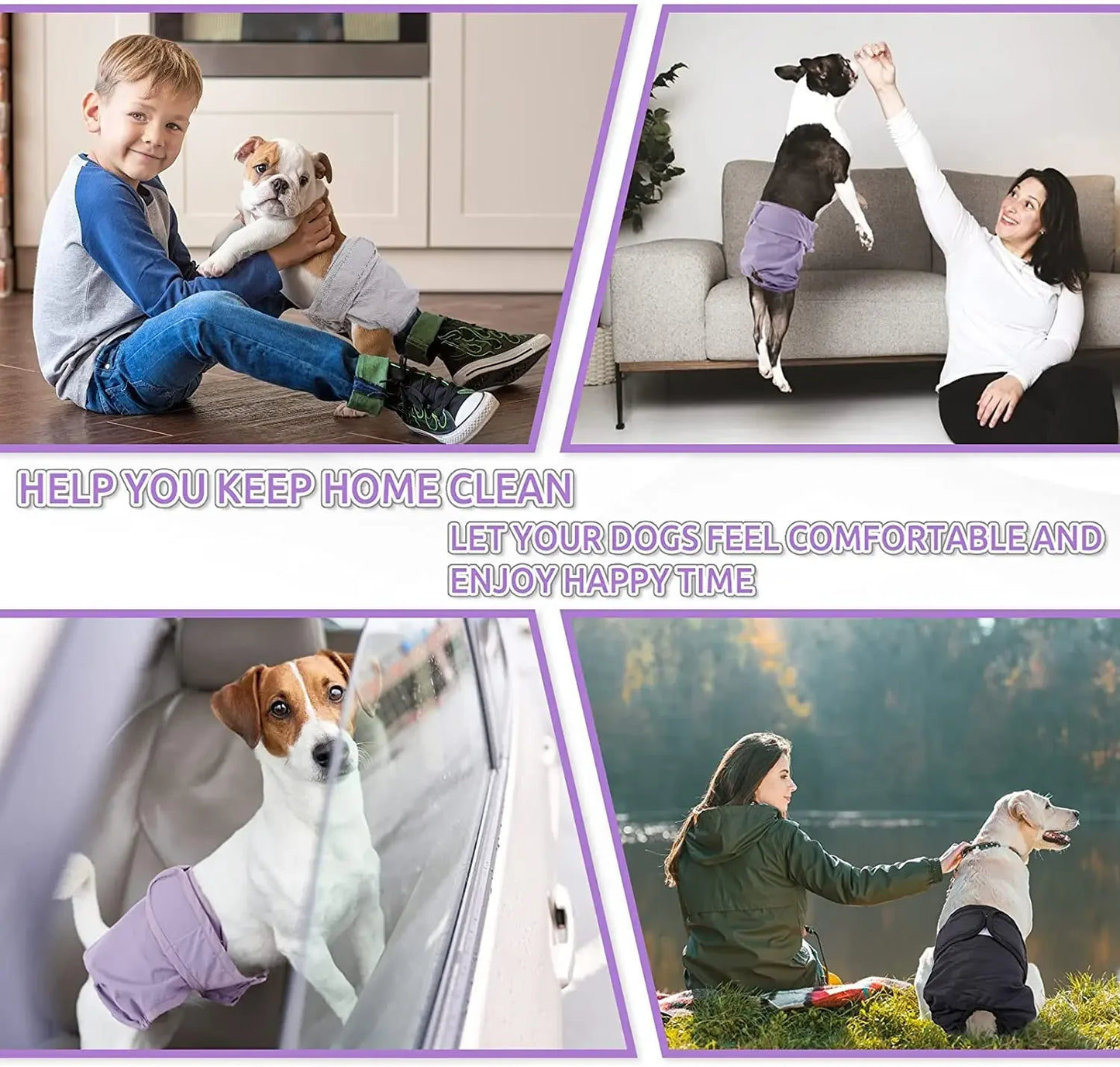 Reusable Female Dog Diapers, High Absorbent Pet Panties for Small - Large Female Dogs