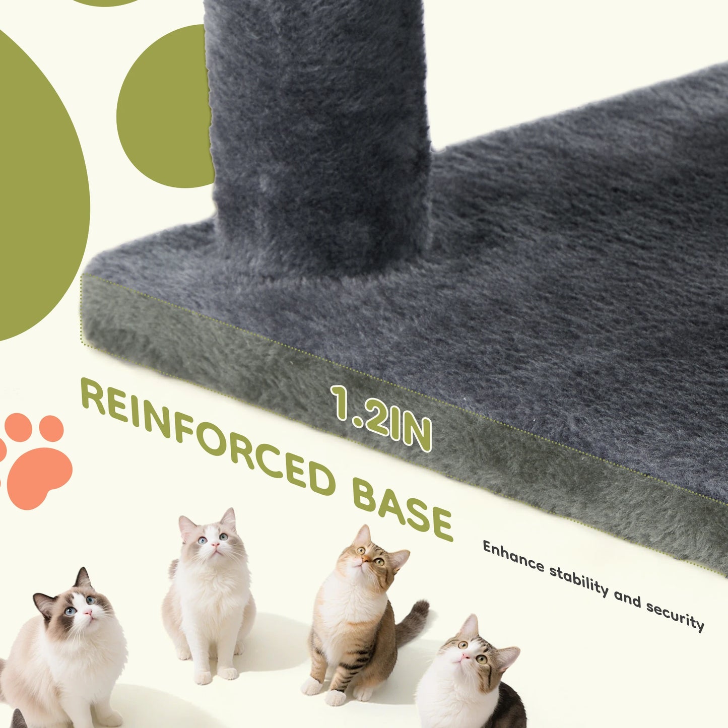 Cat Tree Tower 66 Inch Large Multi Level Cat Climbing Tower with Condo Natural Sisal Scratching Posts