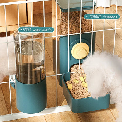 Automatic Pet Bowls Cage Hanging Feeder Dog Water Bottle Food Container Dispenser Bowl for Puppy or Cats