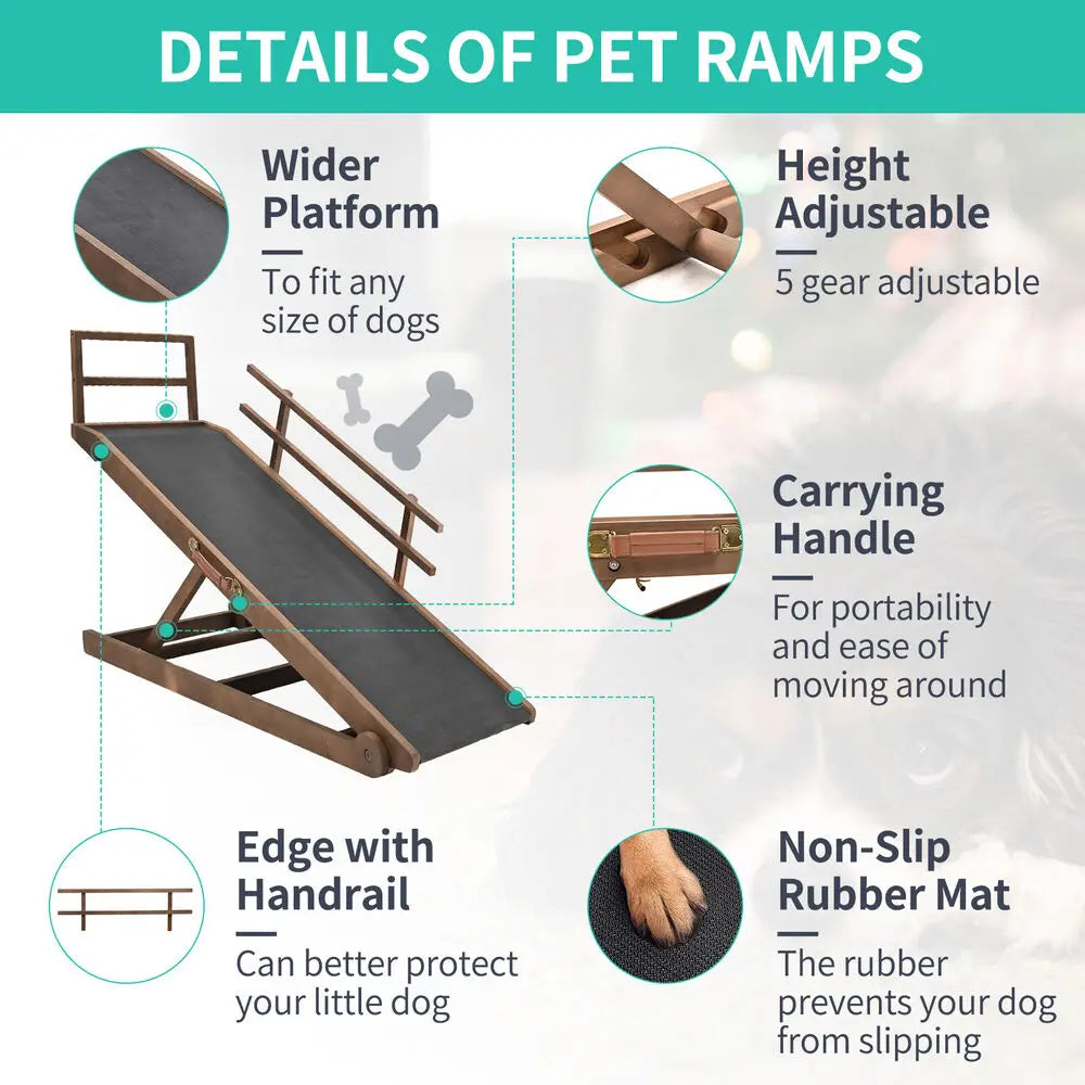 Dog Ramp For Bed Car Couch Truck Folding Pet Ramp Stairs Suit Small & Large Dog