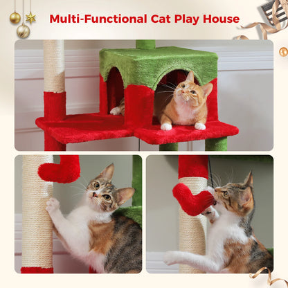 Cat Tree for Indoor Cats 5-Level Cat Tower for Large Cats with Large Hammock Sisal Covered Scratching Posts