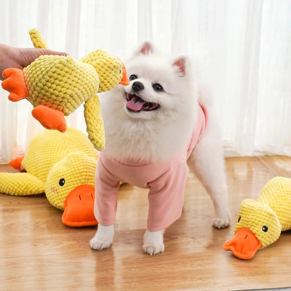 Dog Calming Duck Pet Plush Toy with Quacking Sound, Calming Duck Dog Toy Pillow Toy