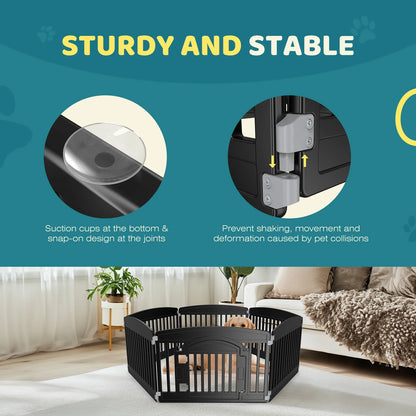 Plastic Dog Playpen, 6 Panel, 24IN Expandable Durable Pet Fence for Medium Dogs Indoor / Outdoor, Folding Portable Puppy Playpen