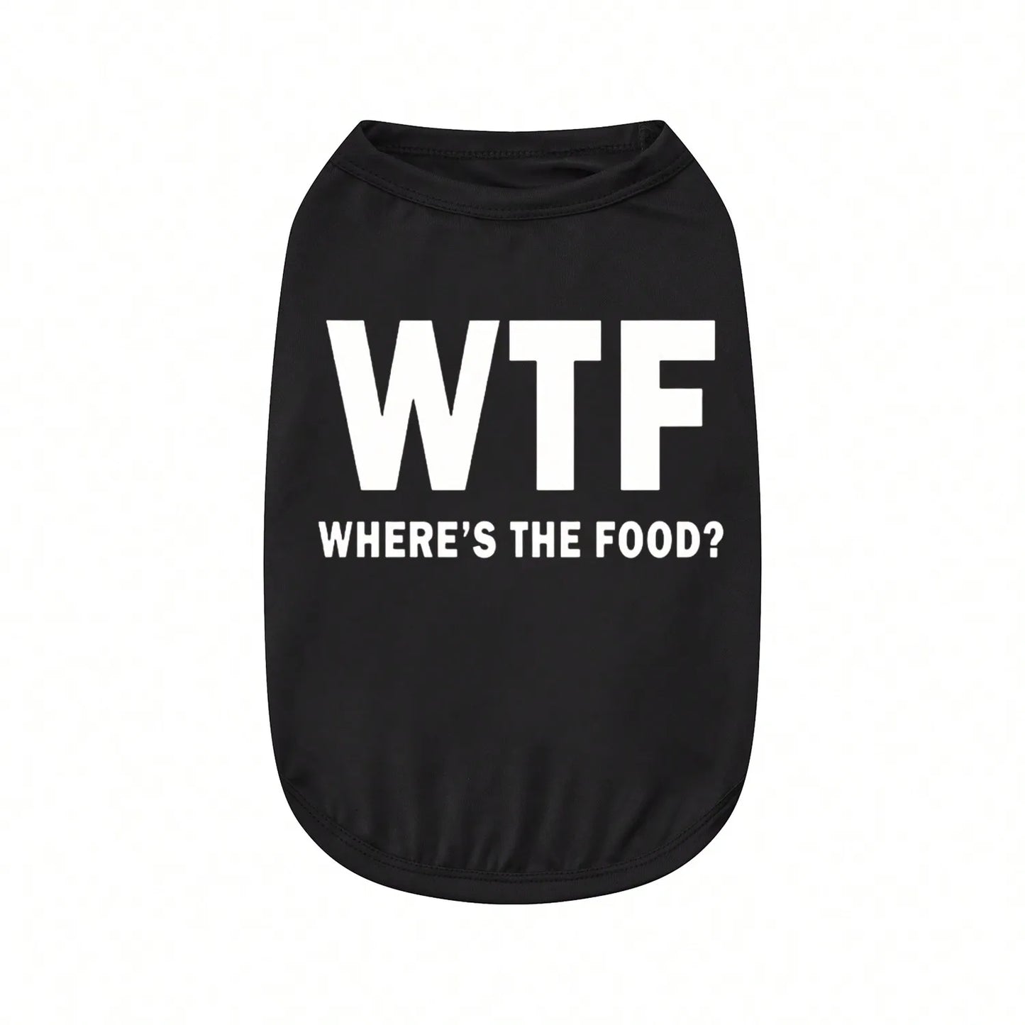 1pc Letter Print Dog Vest Tank Top, Featuring A Playful 'Where's The Food' Back Print