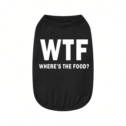 1pc Letter Print Dog Vest Tank Top, Featuring A Playful 'Where's The Food' Back Print