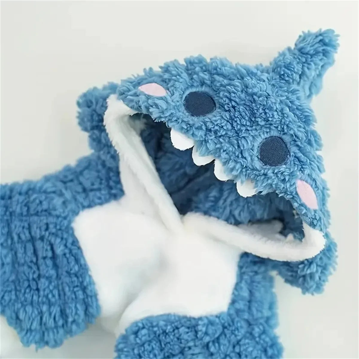Cozy Shark Plush Pet Hoodie - Thick, Warm Fleece Sweater for Small to Large Breeds