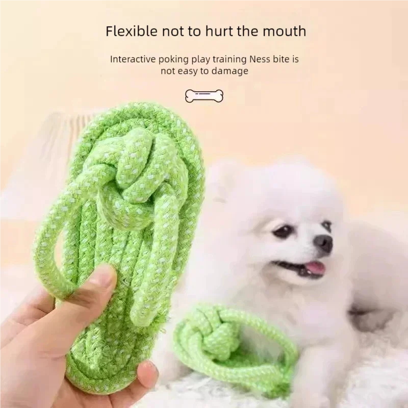 Pet Cotton Rope Slipper Knot Toy For Dogs, Interactive Chew Toy, Teeth Cleaner