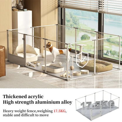 180cm Whelping Playpen, Clear Acrylic Dog Playpen with Waterproof Fertility Pad for Pets