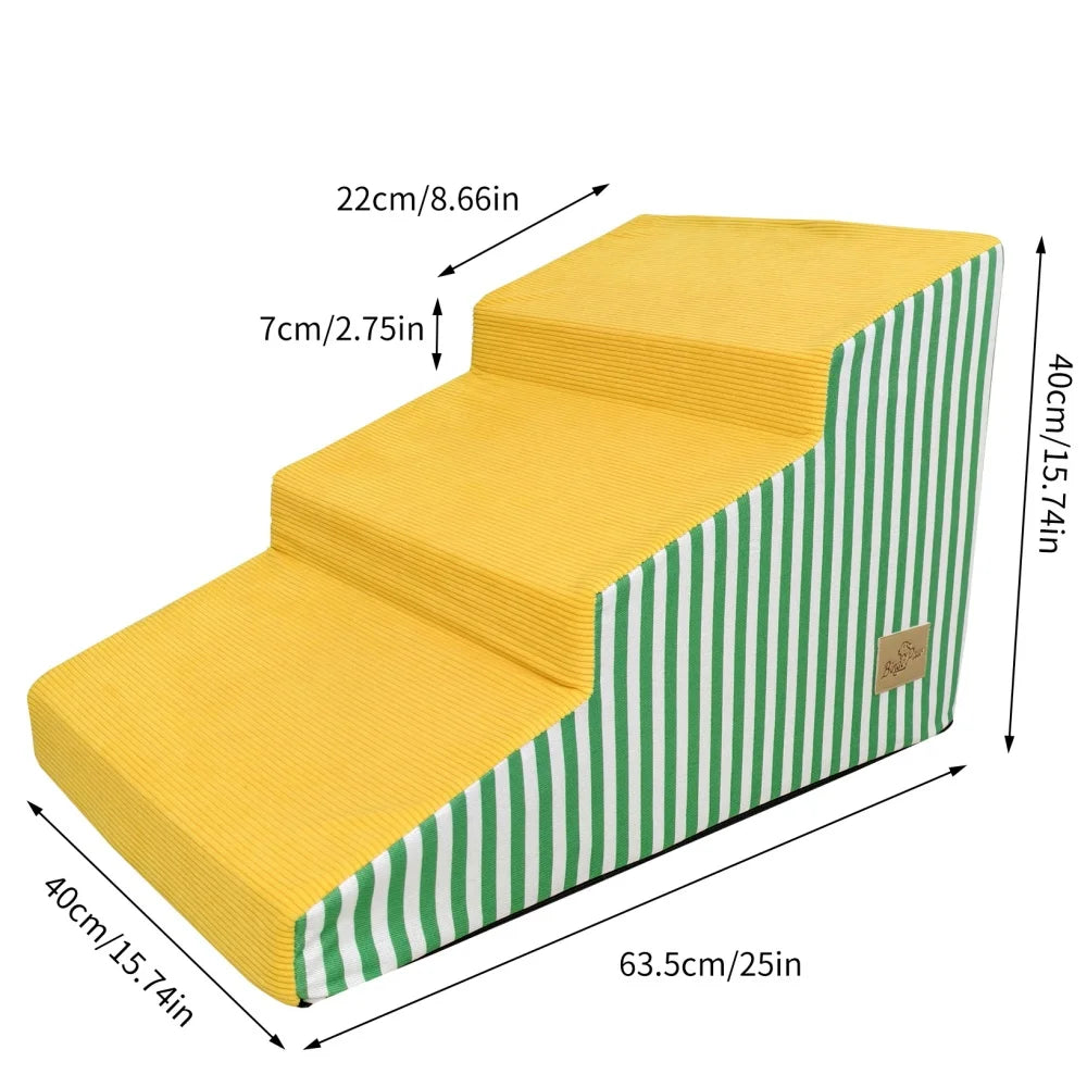 Dog Damp Step 3/4/5 Steps High-Density Foam Dog Stairs with Gentle Slope for High Beds and Sofa, Washable Cover, Vibrant Color