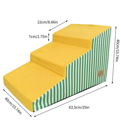Dog Damp Step 3/4/5 Steps High-Density Foam Dog Stairs with Gentle Slope for High Beds and Sofa, Washable Cover, Vibrant Color