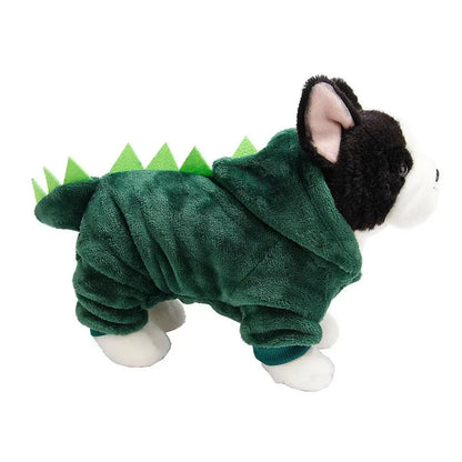 Dog Dinosaur Design Costume or Cat Dog Dinosaur Hoodies Soft And Warm