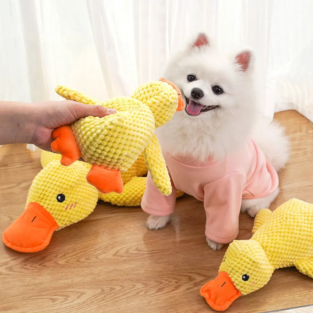 Dog Calming Duck Pet Plush Toy with Quacking Sound, Calming Duck Dog Toy Pillow Toy