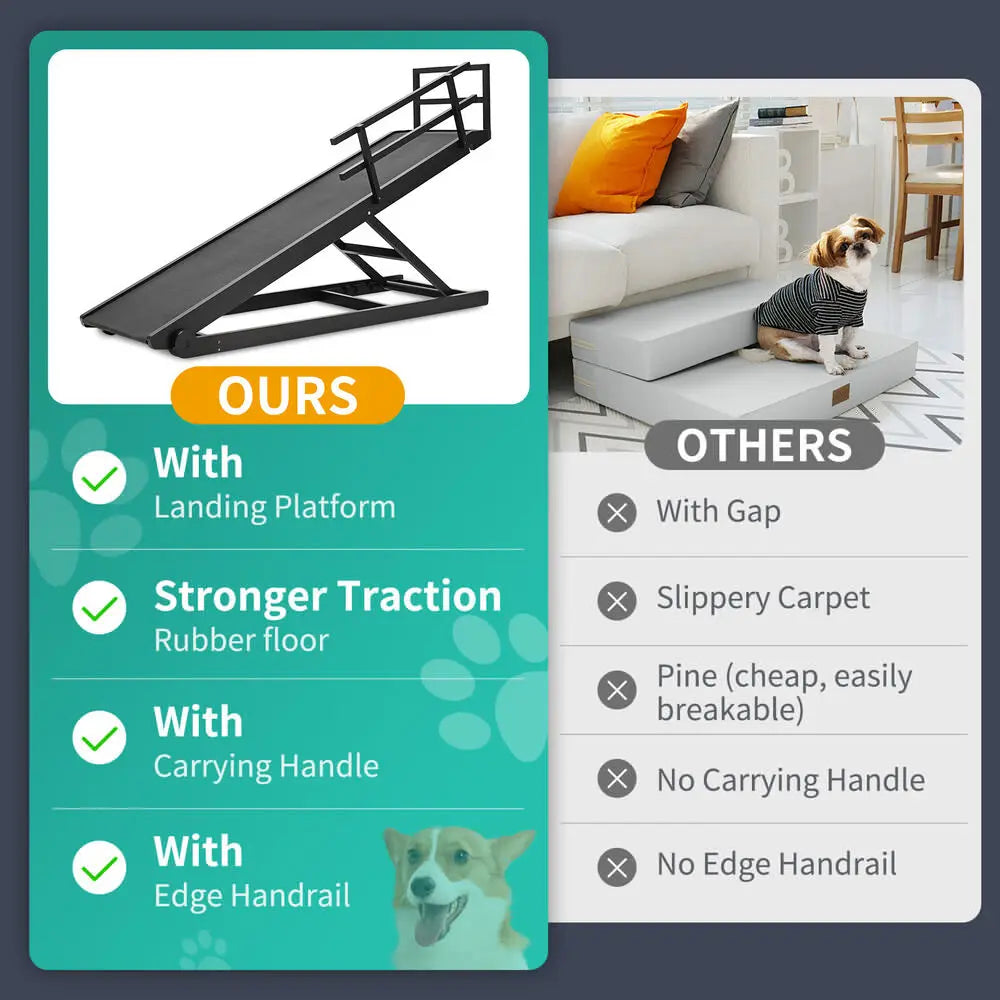 Dog Ramp For Bed Car Couch Truck Folding Pet Ramp Stairs Suit Small & Large Dog