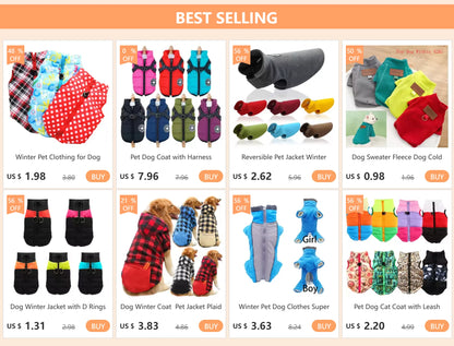Dog Winter Coat, Pet Jacket Plaid Reversible  for Small, Medium or Large Dogs