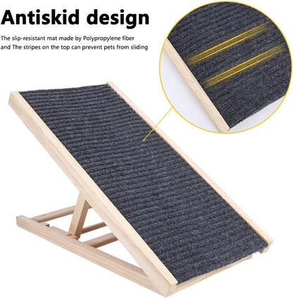 Wooden Pet Dog Safety Ramp Ladder Lightweight Folding Portable Anti-skid Adjustable 2 Height Climbing Ladder for Dogs and Cats