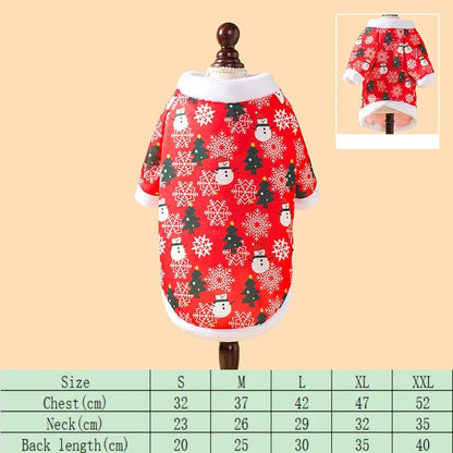 Autumn and winter Christmas pet clothes, comfortable cartoon printed pet cat and dog clothes