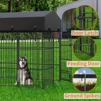 Heavy Duty Kennel, Welded Metal Playpen 64.9”, Large Animal Cage for Outdoor And Indoor Use