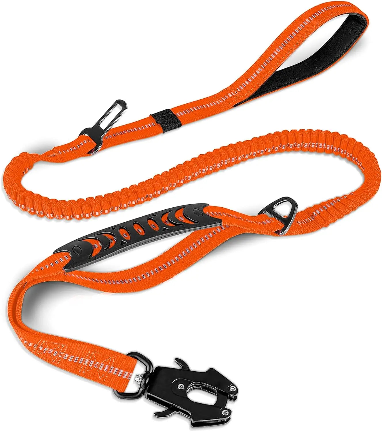 Reflective Shock Absorbing Pet Leashes with Car Seatbelt for Large Dogs, Heavy Duty Tactical Bungee Dog Leash