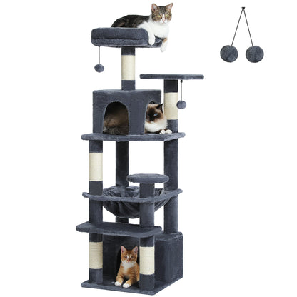 Large Cat Tree and Tower for Indoor Cats With Sisal-Covered Scratching Posts Spacious Hammock Padded Perches and Condos