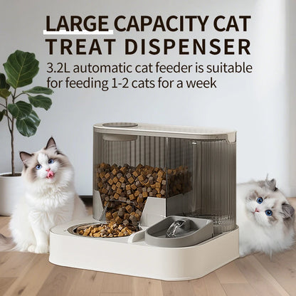 Cat Automatic Feeder with Pet Bowl, Water Dispenser Pet Food Feeder Fully Automatic