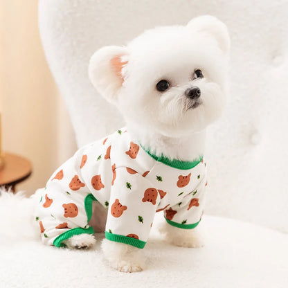 Pet Dog Clothes Striped Smile Print Jumpsuits, Pajamas