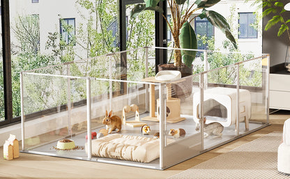 180cm Whelping Playpen, Clear Acrylic Dog Playpen with Waterproof Fertility Pad for Pets