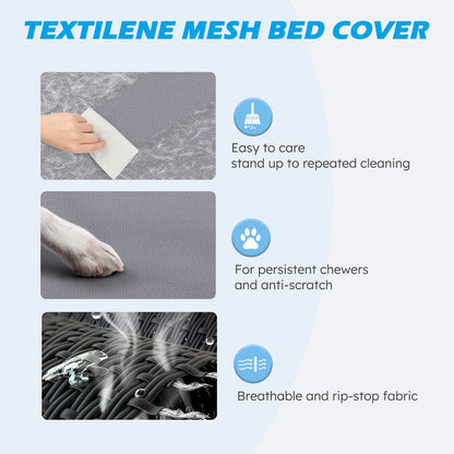 Elevated Dog Bed, Cooling Raised Pet Cot with Chew Proof Washable Breathable Mesh and Metal Frame, Portable