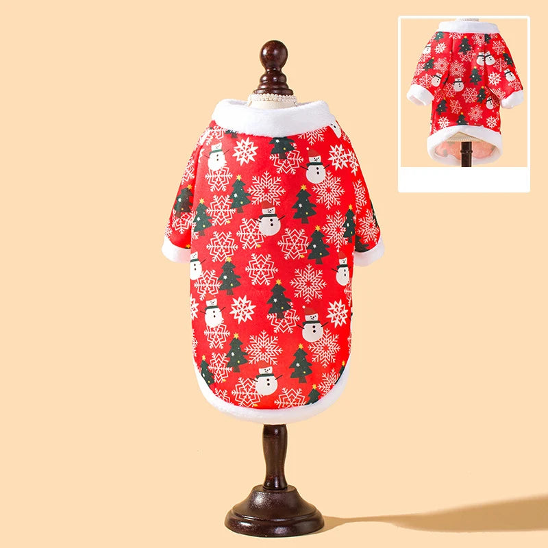 Autumn and winter Christmas pet clothes, comfortable cartoon printed pet cat and dog clothes