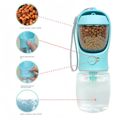 Portable Dog & Cat Water Bottle with Storage Food and Water Container for Travel