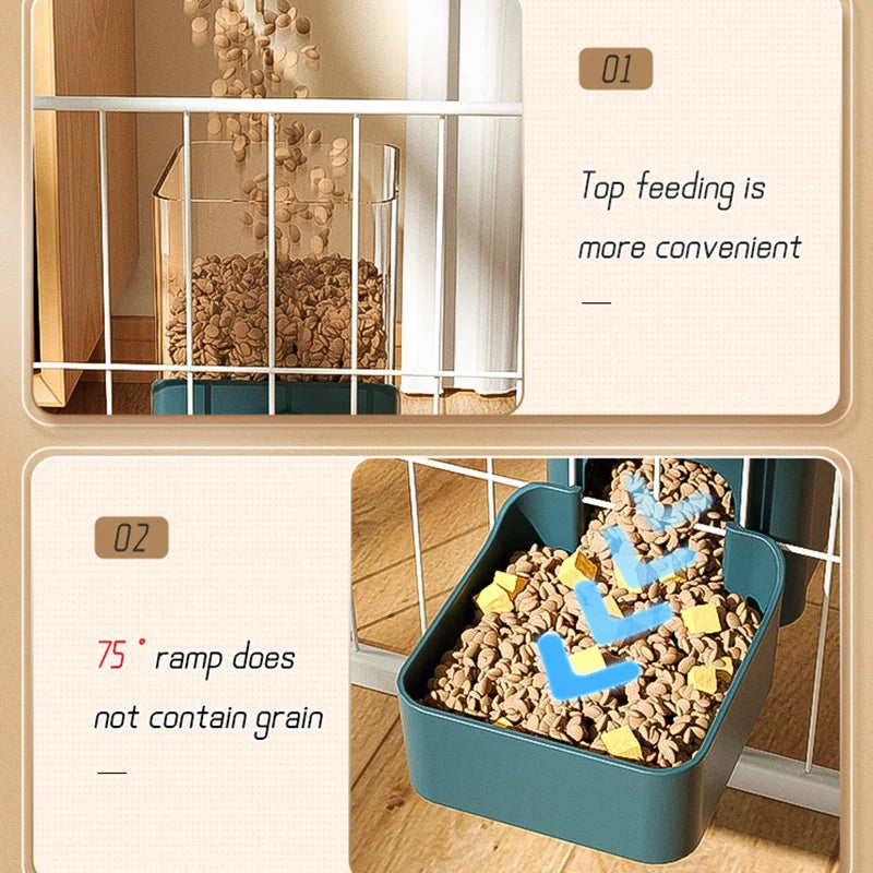 Automatic Pet Bowls Cage Hanging Feeder Dog Water Bottle Food Container Dispenser Bowl for Puppy or Cats