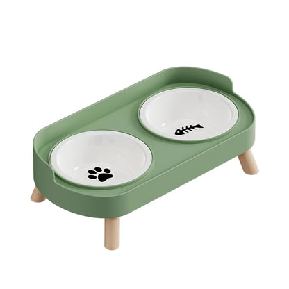 Pet double bowl feeder, adjustable height, cat and dog water dispenser