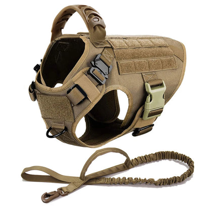 Tactical Dog Harness Leash Set for Large Dogs, Military Harnesses for Training Walking Hunting