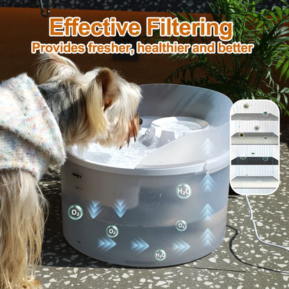 2 Gallon White Dog Water Fountain For Large Medium Dogs