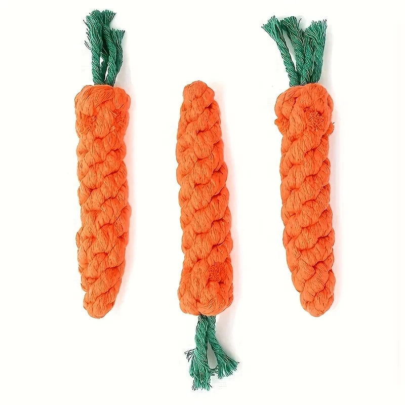 3pcs Carrot-Shaped Dog Chew Toys, Durable Polyester, Interactive
