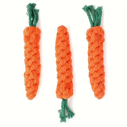 3pcs Carrot-Shaped Dog Chew Toys, Durable Polyester, Interactive
