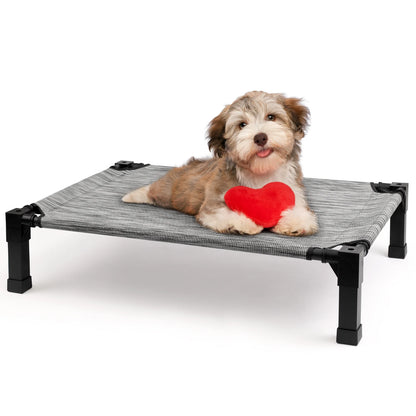 Elevated Dog Bed, Cooling Raised Pet Cot with Chew Proof Washable Breathable Mesh and Metal Frame, Portable