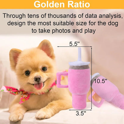 Squeaky Pink Giant Tumbler Cup Plush Pet Toy, Tear-Resistant for Dogs & Cats, Machine-Washable
