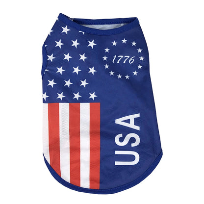Summer Cool Clothes Mesh Breathable Vest For Small Dogs & Cats, Independence Day Pet T-shirt