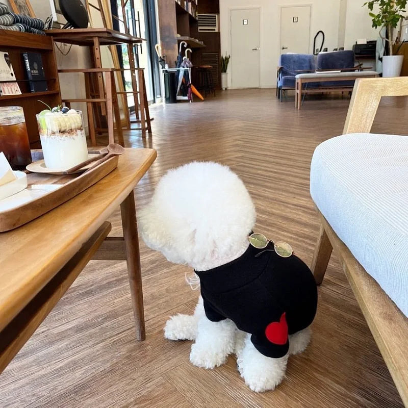 Winter Dog Shirt Heart-shaped Patch Embroidery Sweatshirt