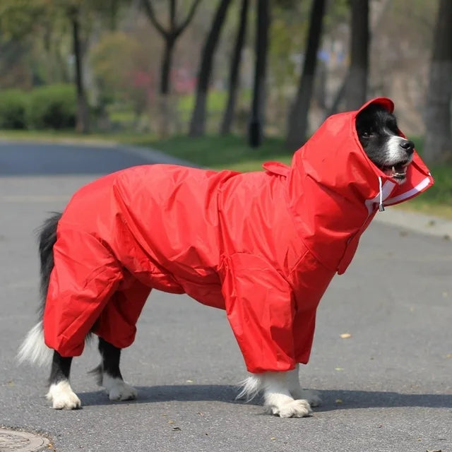 Medium - Large Dog Raincoat, Waterproof, Four Corner Hooded Jacket Poncho