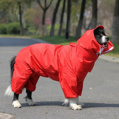 Medium - Large Dog Raincoat, Waterproof, Four Corner Hooded Jacket Poncho