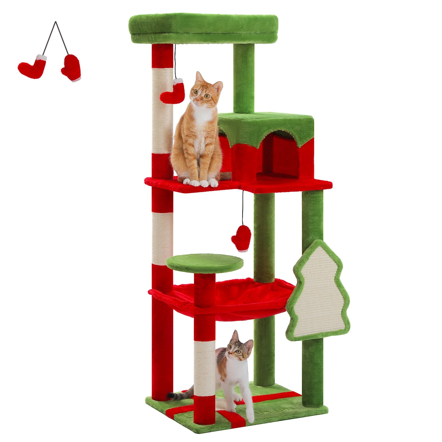 Cat Tree for Indoor Cats 5-Level Cat Tower for Large Cats with Large Hammock Sisal Covered Scratching Posts
