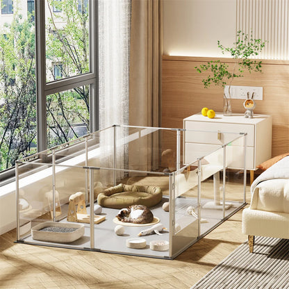 180cm Whelping Playpen, Clear Acrylic Dog Playpen with Waterproof Fertility Pad for Pets