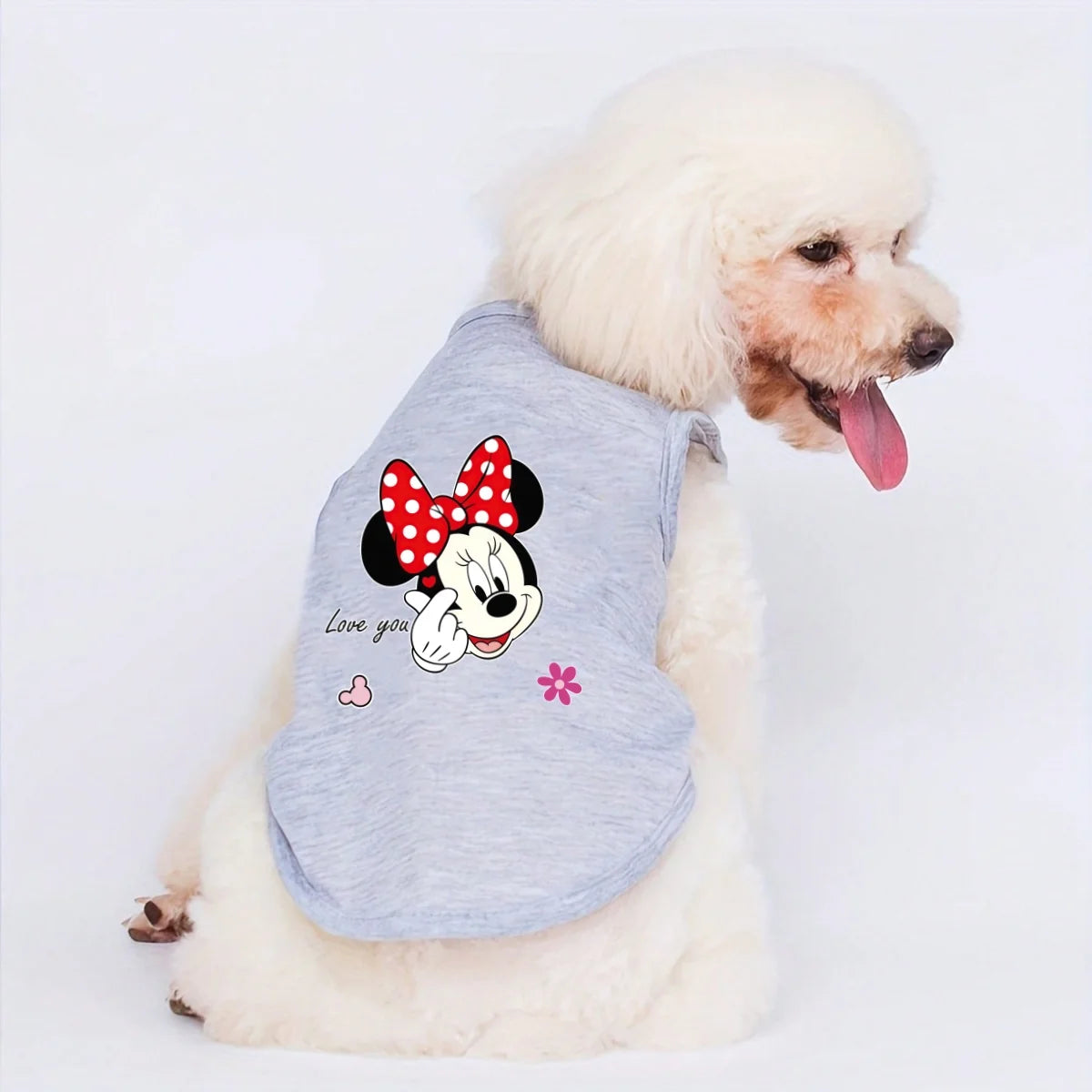1pc Playful Minnie print pet vest, soft and breathable pet sleeveless T-shirt