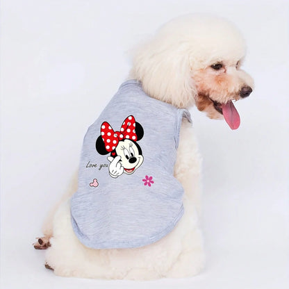 1pc Playful Minnie print pet vest, soft and breathable pet sleeveless T-shirt