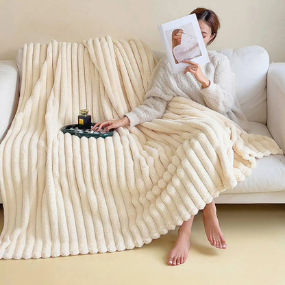 ROSEKIND Blankets 3 Size for Bed, Soft & Warm Fleece Throw, Decorative and striped flannel fleece blanket