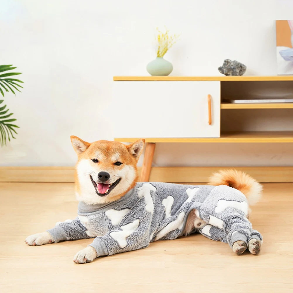 Warm Fleece Puppy Dog Pajamas Pet Overalls Costumes For Small - Large Dogs