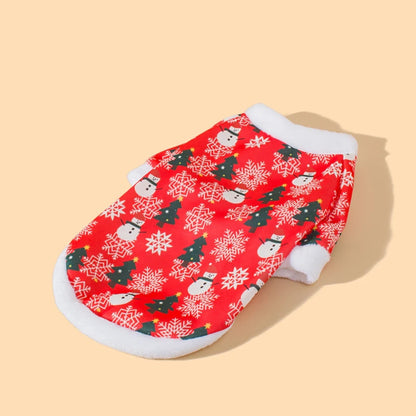 Autumn and winter Christmas pet clothes, comfortable cartoon printed pet cat and dog clothes