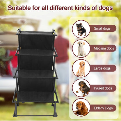 4 Steps Pet Ladder Ramp Foldable Nonslip Surface Lightweight Sturdy Portable Folding Pet Stairs Rubber for Car, Home Indoor Outdo