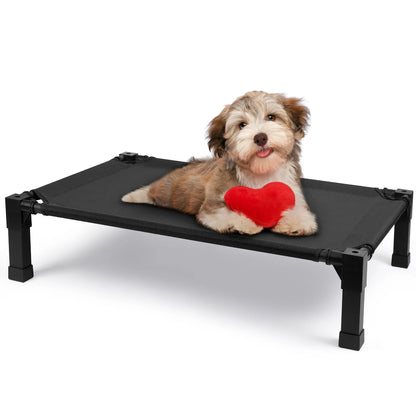Elevated Dog Bed, Cooling Raised Pet Cot with Chew Proof Washable Breathable Mesh and Metal Frame, Portable
